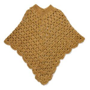 Handmade Crochet Mustard Shawl Silk Blend Size M-L